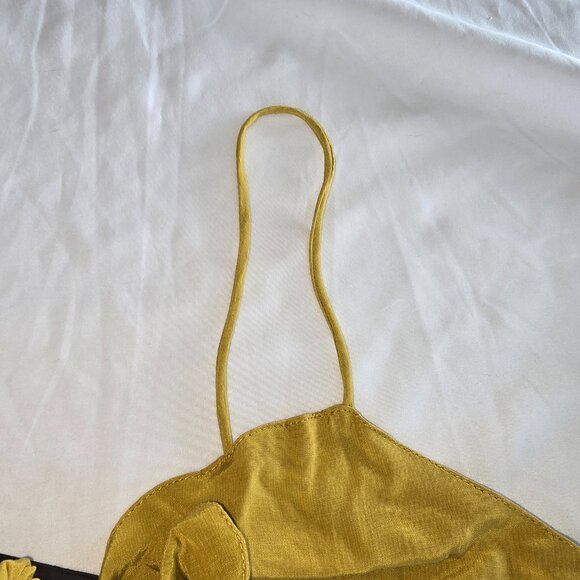 Motel Gold Romper with Tie Front, Adjustable Straps, and Cutout -Size Medium NWT - Picture 3 of 5